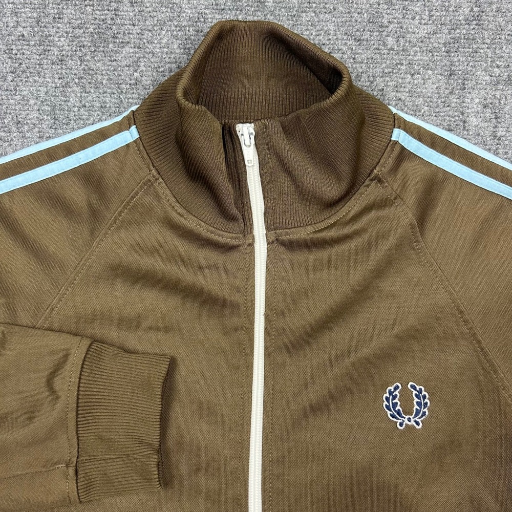 Fred Perry Track Jacket Mens Small Brown Blue Stripe Sportswear Portugal VTG
